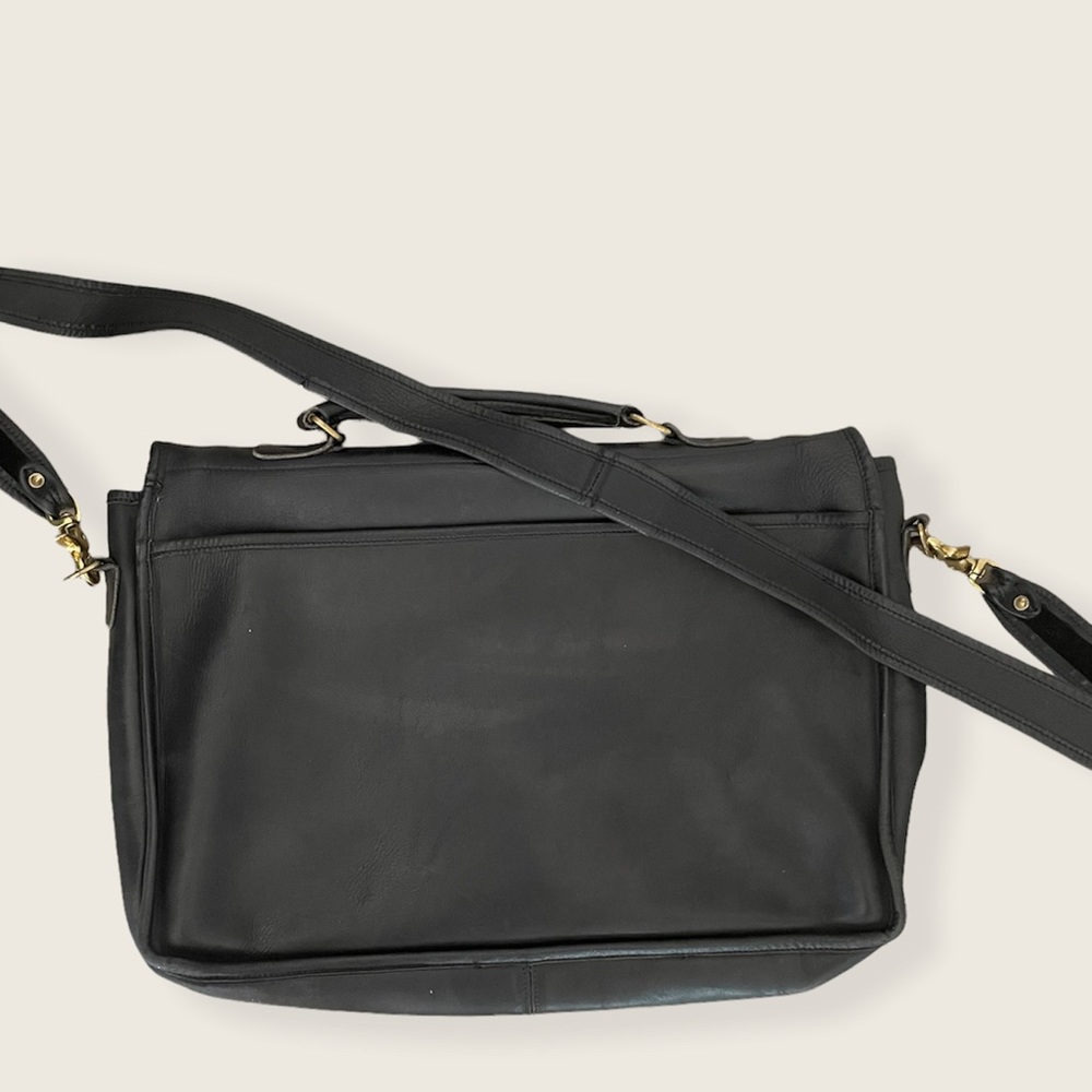 Vintage Laura USA Black Leather and Brass Briefcase Bag - Picture 4 of 12